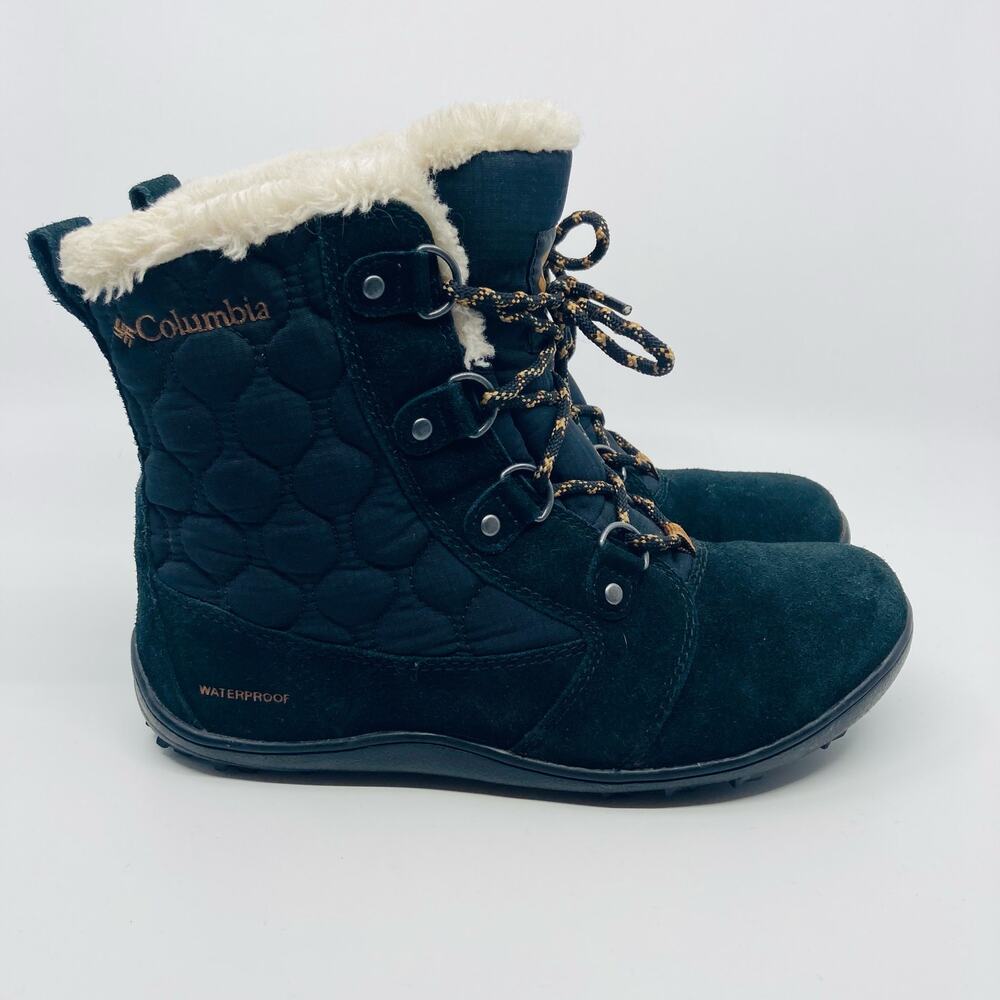 Columbia Boots Womens 8 Black Winter Insulated Omni Grip Waterproof Sherling